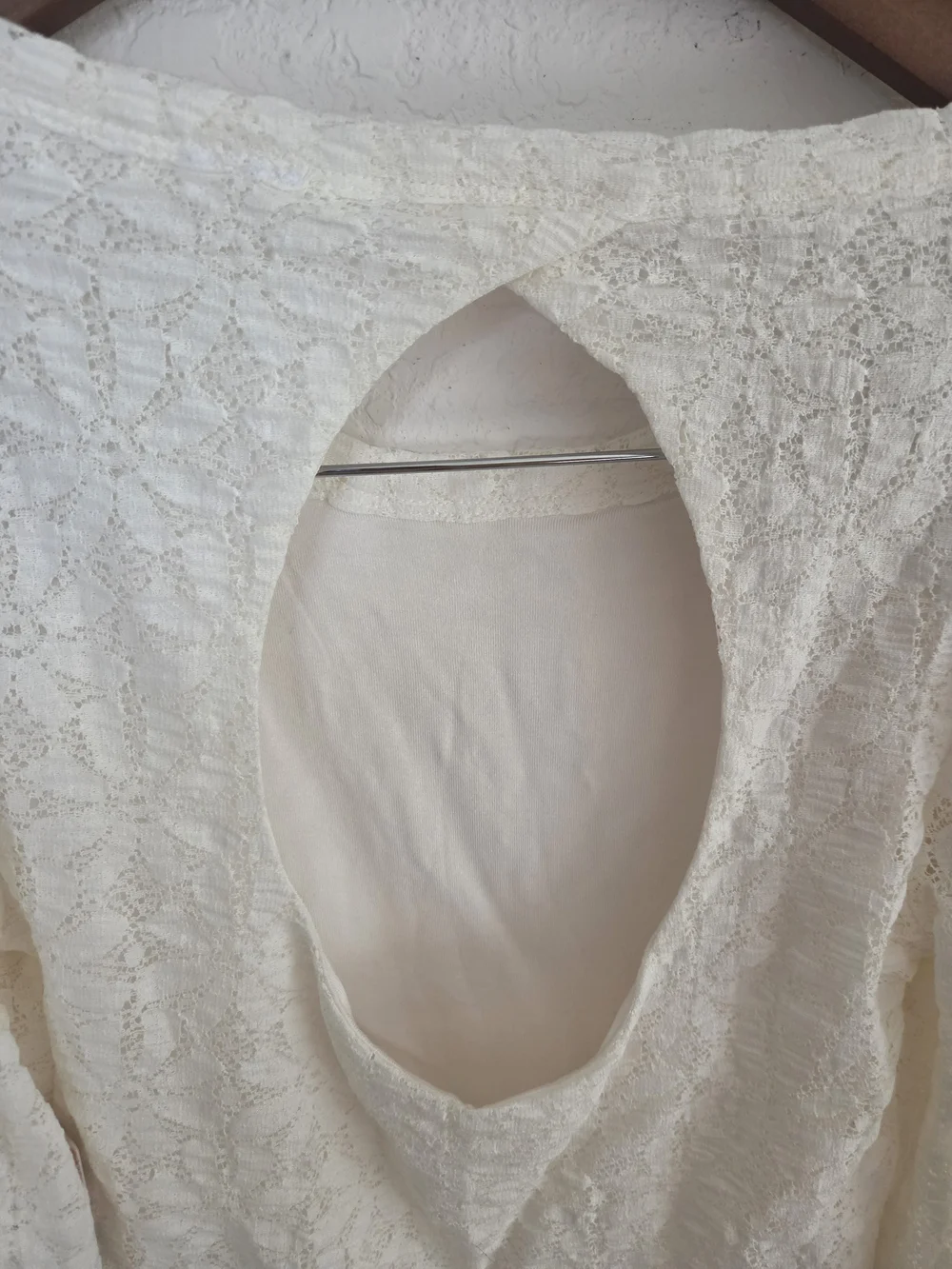 NWT Free People Jasmine Lace Top Small Ivory White Open Cutout Back Puff Sleeve